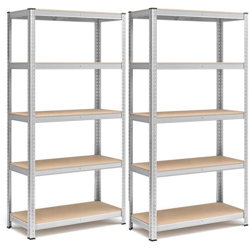 Lot De 2, étagère De Rangement à 5 Niveaux, 40 X 90 X 180 Cm, Capacité 875 Kg, Argent