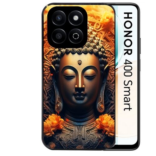 Coque noire Taperso pour Honor 400 SMART avec motif bouddha et fleur