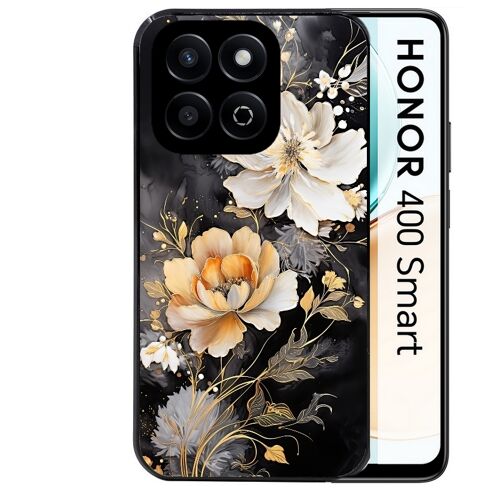 Coque noire Taperso pour Honor 400 SMART avec motif fleur blanche
