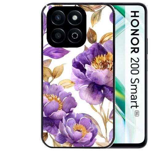 Coque noire Taperso pour Honor 200 SMART avec motif fleur pivoine