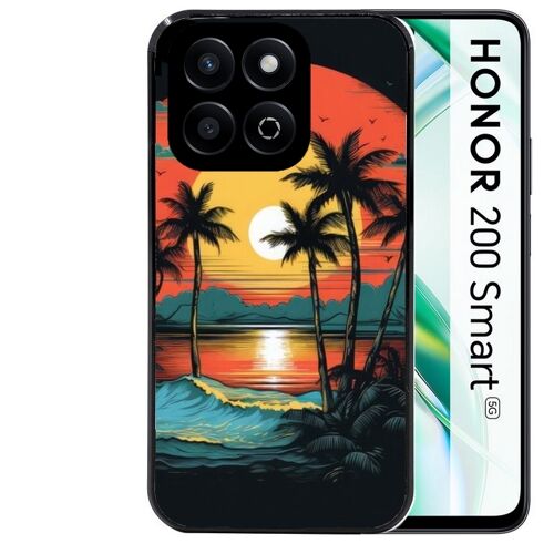 Coque noire Taperso pour Honor 200 SMART avec motif hawaii palmier