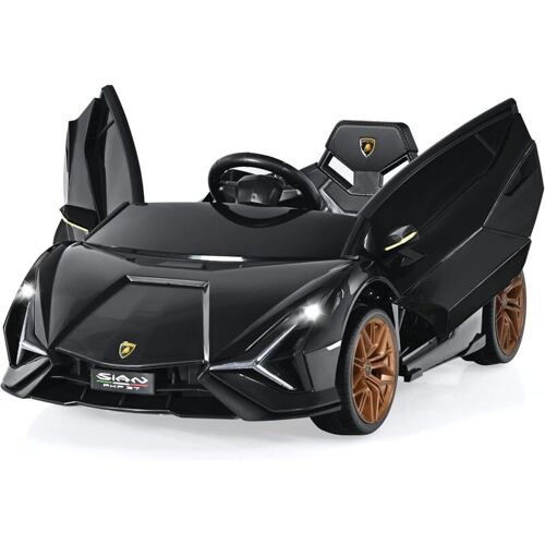 Costway - Lamborghini Voiture Électrique 12v Enfants Avec Télécommande 2,4g 2 Portes Papillons Démarrage Progressif & Musique Charge 25kg Pour Enfant 3-8 Ans, (Noir)