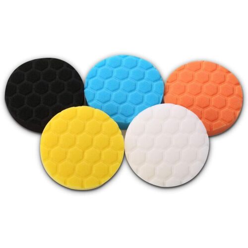 5pcs 125mm Tampons De Polissége Pour Voiture, Hex Logic Polissége Pad Éponge De Polissége, Tampons À Polir Kit Pour Éponges De Perceuse, Kit De Polissége De Perceuse