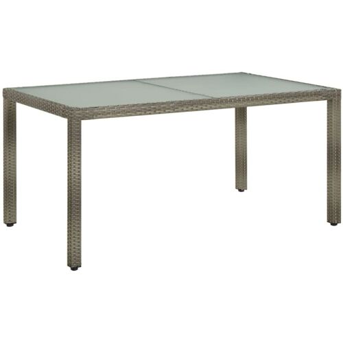 Happyshopping - Fimei Table De Jardin 150x90x75 Cm Verre Trempé Et Poly Rotin Gris