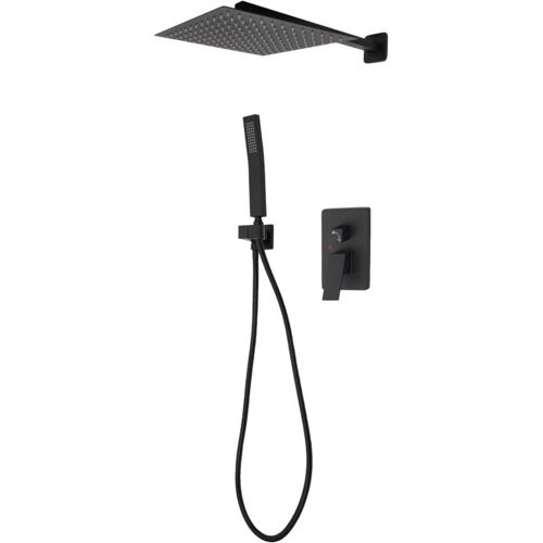 Douche à Effet Pluie Set De Robinetterie Système De Douche Pomme De Douche Avec Douchette à Main Robinetterie Plateau De Douche sélle De Bains Noir