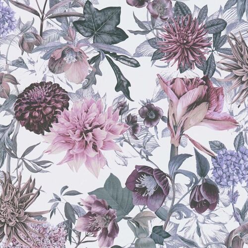 A.s.creations - Papier Peint Nature Mauve Et Rose Tapisserie Florale Style Botanique Papier Peint Fleuri Cottage Idéal Pour Couloir