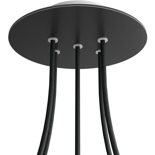 Câbles De Création - Rose-one Rosette Ronde, Diamètre 200 Mm Avec 5 Trous Et 4 Trous Latéraux - Blanc Mat, Blanc