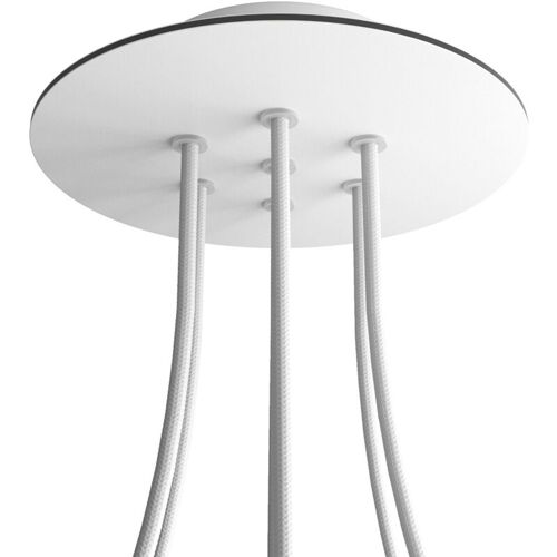 Câbles De Création - Rose-one Rosette Ronde, Diamètre 200 Mm Avec 7 Trous Et 4 Trous Latéraux - Blanc Mat