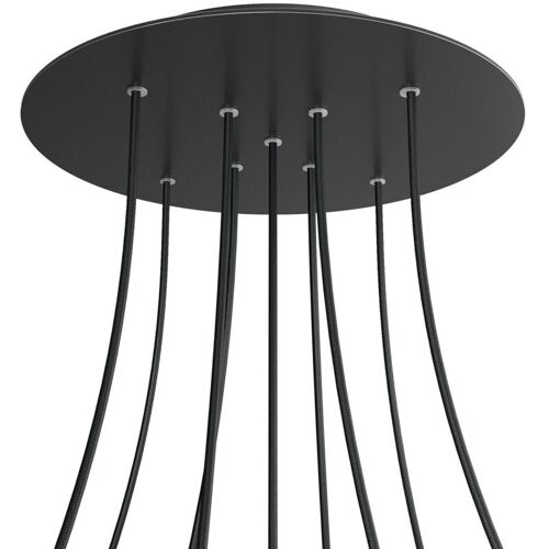 Creative Cables Rose-one Rosette Xxl Ronde, Diamètre 400 Mm Avec 9 Trous X Et 4 Trous Latéraux - Dibond Matt Black, Black