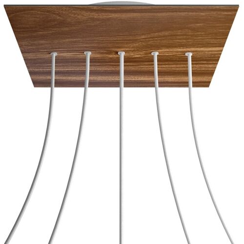 Creative Cables Rose-one Xxl Rosette Square, 400 Mm Avec 5 Trous En Ligne Et 4 Trous Sur Le Côté - Bois, Blanc