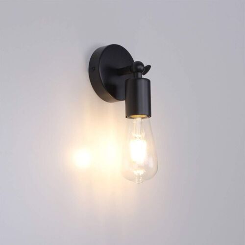 Appliques Murales Vintage Industrielle E27 Edison Ampoules Douille Lampe De Chevet Support De Lampe Réglable Pour L'éclairage De Restaurant Chambre Noir (Ampoule Non Incluse)