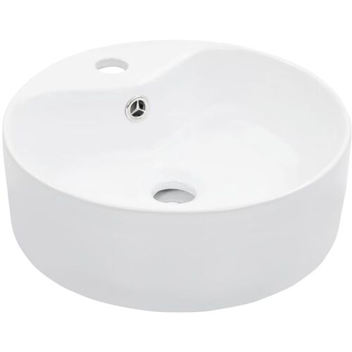 Helloshop26 - Lavabo sélle De Bain Diamètre 36 Cm Avec Trop-plein Céramique Blanc
