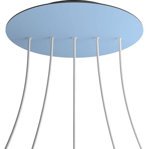 Creative Cables Rose-one Xxl Rosette Ronde, Diamètre 400 Mm Avec 5 Trous En Ligne Et 4 Trous Sur Le Côté - Papier De Sucre Bleu, Noir