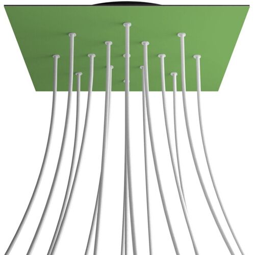 Creative Cables Rose-one Xxl Rosette Square, 400 Mm Avec 15 Trous Et 4 Trous Latéraux - Lawn Green, Black