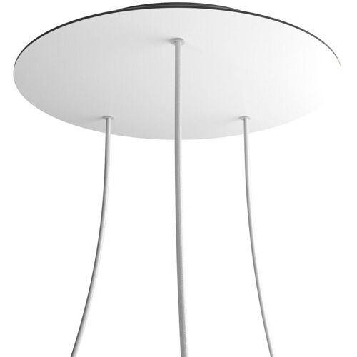 Creative Cables Rose-one Xxl Rosette Ronde, Diamètre 400 Mm Avec 3 Trous Et 4 Trous Latéraux - Blanc Mat, Noir