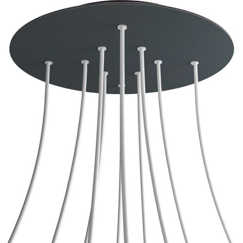 Creative Cables Rose-one Xxl Rosette Ronde, Diamètre 400 Mm Avec 10 Trous Et 4 Trous Latéraux - Anthracite, Noir