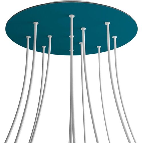 Creative Cables Rose-one Xxl Rosette Ronde, Diamètre 400 Mm Avec 12 Trous Et 4 Trous Latéraux - Huile, Blanc