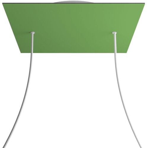 Creative Cables Rose-one Xxl Rosette Square, 400 Mm Avec 2 Trous Et 4 Trous Latéraux - Lawn Green, White