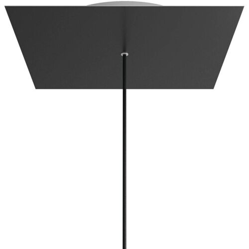 Creative Cables Rose-one Xxl Rosette Square, 400 Mm Avec 1 Trou Et 4 Trous Latéraux - Dibond Matt Black, White