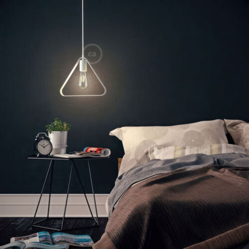 Creative Cables - Lampe Suspendue Fabriquée En Italie Avec Câble Textile, Abat-Jour Duedã¬ Apex Et Garniture Métallique