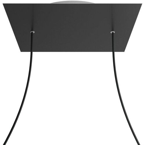 Creative Cables Rose-one Xxl Rosette Square, 400 Mm Avec 2 Trous Et 4 Trous Latéraux - Dibond Matt Black, White