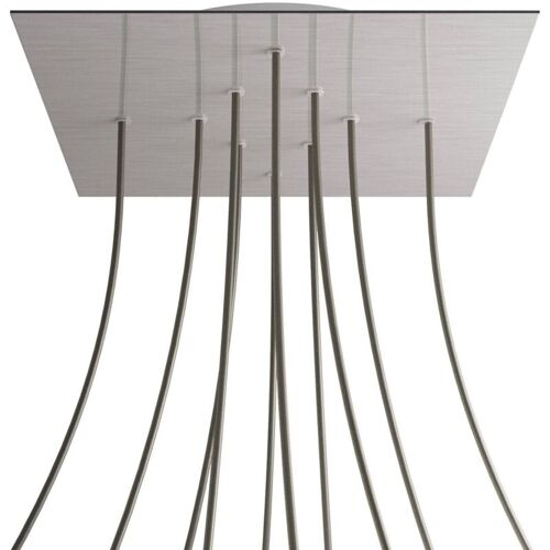 Creative Cables Rose-one Xxl Rosette Square, 400 Mm Avec 10 Trous Et 4 Trous Latéraux - Acier Dibond sétiné, Blanc