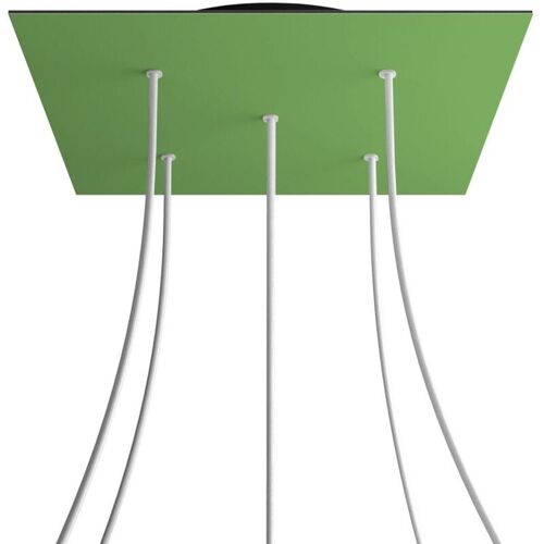 Creative Cables Rose-one Xxl Rosette Square, 400 Mm Avec 5 Trous Et 4 Trous Latéraux - Lawn Green, Black
