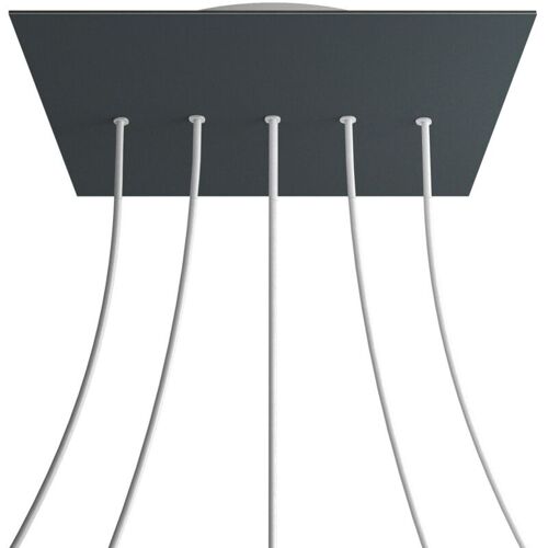 Creative Cables Rose-one Xxl Rosette Square, 400 Mm Avec 5 Trous En Ligne Et 4 Trous Sur Le Côté - Anthracite, Blanc