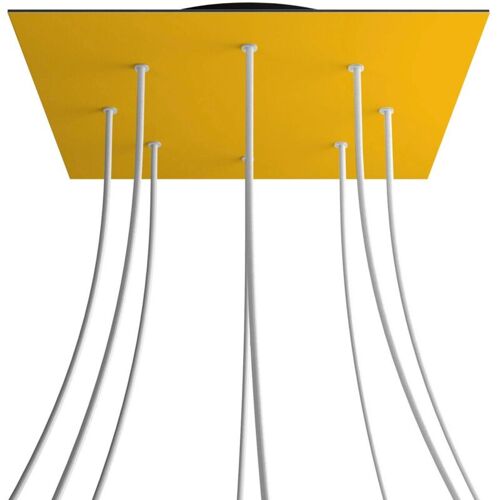 Creative Cables Rose-one Xxl Rosette Square, 400 Mm Avec 8 Trous Et 4 Trous Latéraux - Mustard, Black