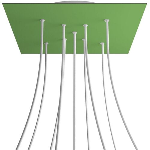 Creative Cables Rose-one Xxl Rosette Square, 400 Mm Avec 9 Trous X Et 4 Trous Latéraux - Lawn Green, White
