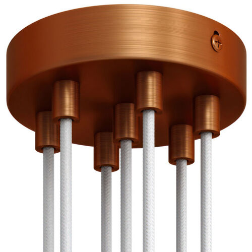 Creative Cables - Kit Roséce Métallique Cylindrique à 7 Trous Cylindrique - Cuivre sétiné