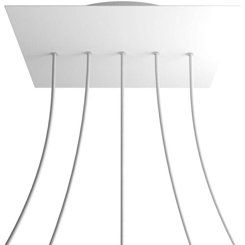 Creative Cables Rose-one Xxl Rosette Square, 400 Mm Avec 5 Trous En Ligne Et 4 Trous Sur Le Côté - Blanc Mat, Blanc