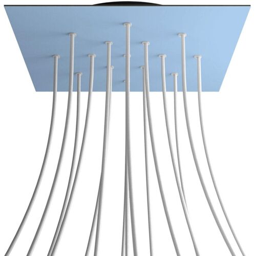 Creative Cables Rose-one Xxl Rosette Square, 400 Mm Avec 15 Trous Et 4 Trous Latéraux - Sugar Paper Blue, Black
