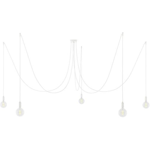 Creative Cables - Spider - Lampe Suspendue Multiple Avec 5 Gouttes Fabriquée En Italie Avec Câble Textile Et Garniture Métallique