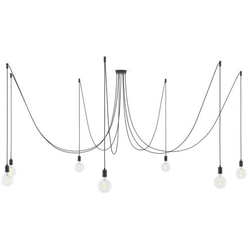 Creative Cables - Spider - Lampe Suspendue Multiple Avec 7 Gouttes Fabriquée En Italie Avec Câble Textile Et Garniture Métallique