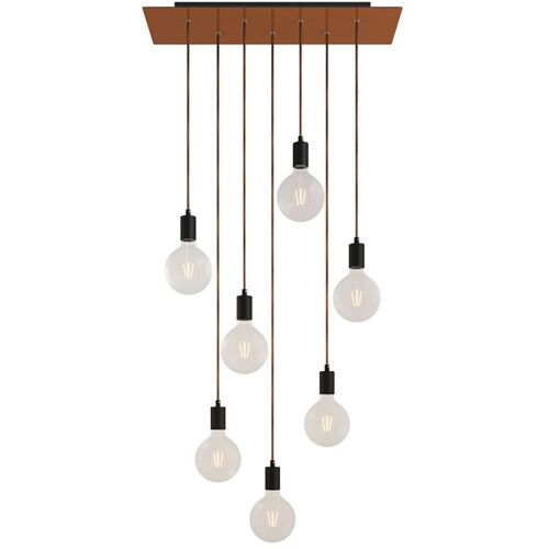 Creative Cables - Lampe Suspendue à 7 Chutes Avec Rose-one Xxl Rectangulaire 675 Mm Complète Avec Câble Textile Et Garniture Métallique