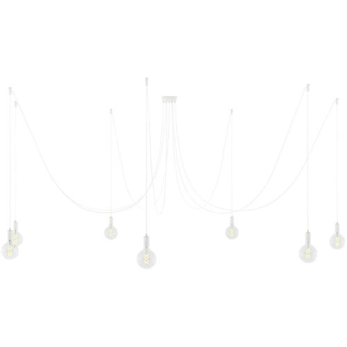 Creative Cables - Spider - Lampe Suspendue Multiple Avec 7 Gouttes Fabriquée En Italie Avec Câble Textile Et Garniture Métallique