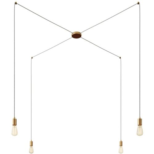 Creative Cables - Spider - Suspension Multiple Avec 4 Gouttes Made In Italy Complète Avec Câble Textile Et Garniture Métallique