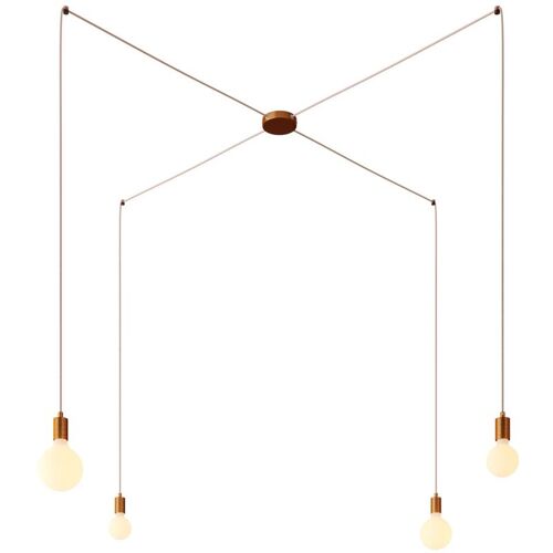 Creative Cables - Spider - Suspension Multiple Avec 4 Gouttes Made In Italy Complète Avec Câble Textile Et Garniture Métallique
