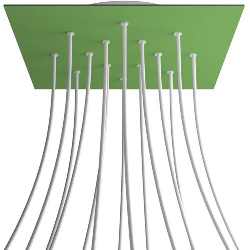 Creative Cables Rose-one Xxl Rosette Square, 400 Mm Avec 14 Trous Et 4 Trous Latéraux - Lawn Green, White