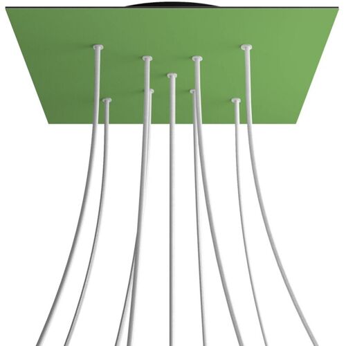 Creative Cables Rose-one Xxl Rosette Square, 400 Mm Avec 9 Trous X Et 4 Trous Latéraux - Lawn Green, Black