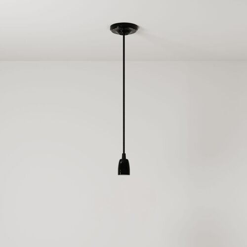 Creative Cables - Lampe Suspendue Fabriquée En Italie Avec Câble Textile Et Garniture En Porcelaine Colorée