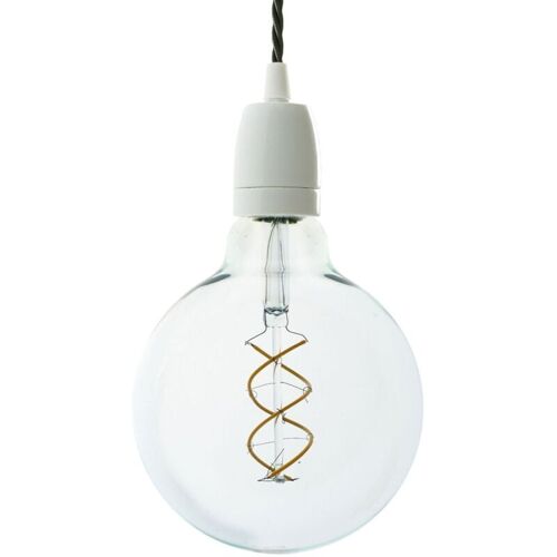 Creative Cables - Lampe Suspendue Fabriquée En Italie Avec Câble Textile Tressé Et Finition En Porcelaine Blanche