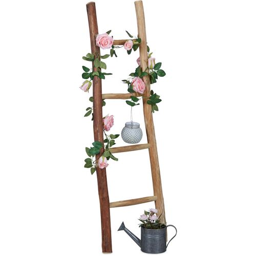 Relaxdays - Echelle Décorative En Bois, 116 Cm, Jardin, 4 Barres, Châtaignier, Artisénal, Habits Et Serviettes, Nature