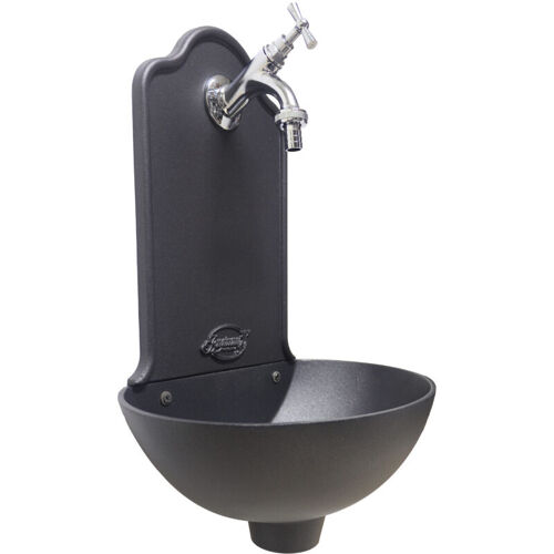 Fonderia Bongiovanni - Fontana à Muro Malta Colore Ghisé Per Casé E Giardino Con Rubinetto In Ottone Cromato