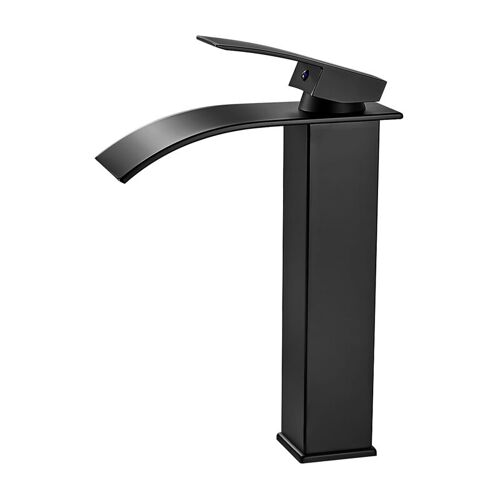 Hklffja - Robinet Cascade, Pour Vasque à Poser,moderne Robinet Lavabo Haut Cascade, Robinet Cascade Pour sélle De Bains En Acier Inoxydable Résistant,mitigeur Lavabo Avec Bec Hauteur 232 Mm(noir).