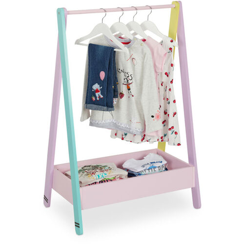Relaxdays - Penderie Pour Enfants, Portant Vêtements, Rangement, Hlp : 99x64,5x42 Cm, Petit Porte-manteau, Multicolore