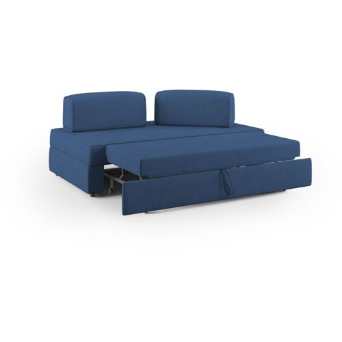 Canapé avec pouf amovible 160 cm bleu