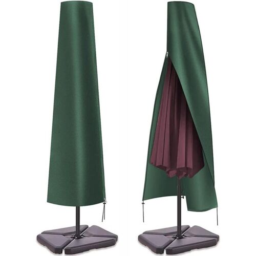 Housse De Protection Pour Parasol Jusqu'à 3 M De Large Housse De Parasol Housse De Protection Imperméable Pour Parasol, Résistant Aux Intempéries, Anti-Uv, Coupe-Vent Et Anti-Neige Vert (190x25/50cm)