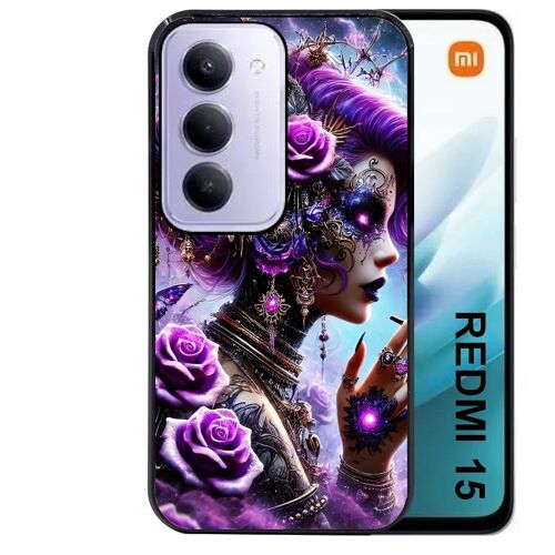 Coque noire Taperso pour Redmi 15 4G et 5G avec motif fee style steampunk